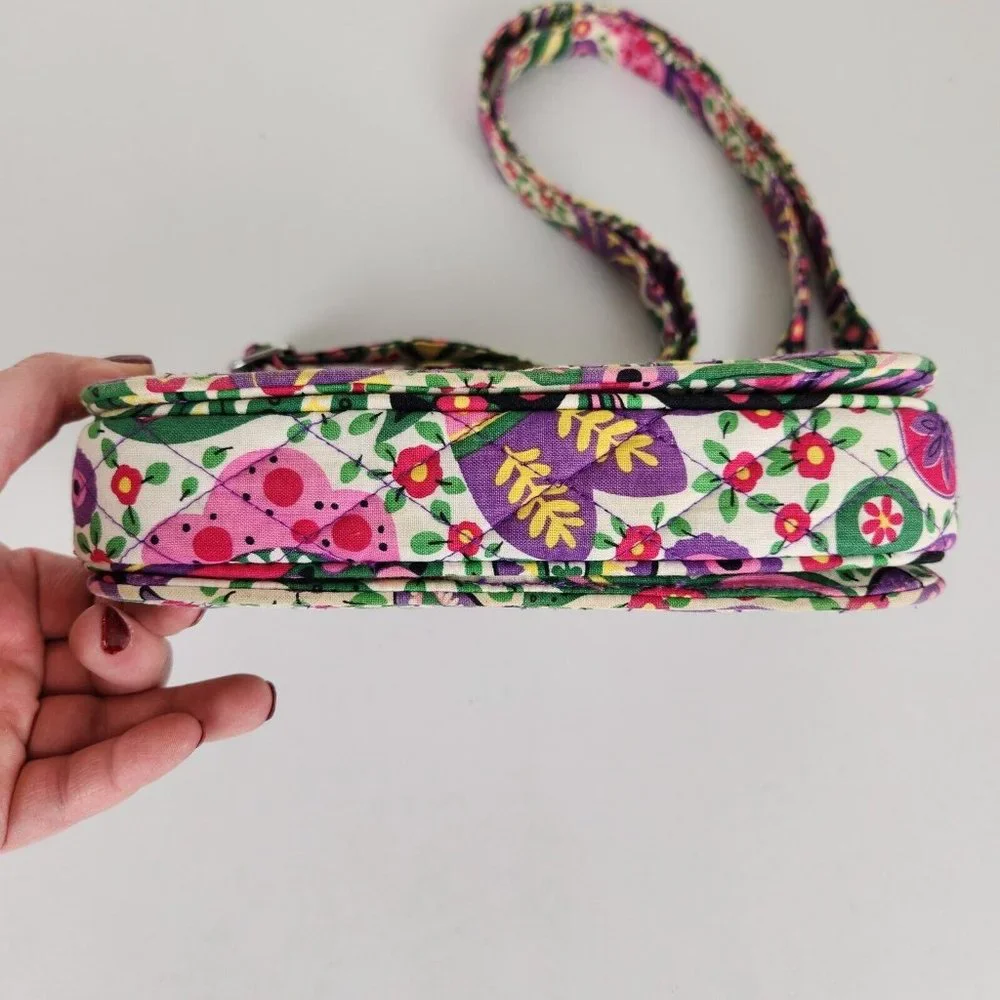 Vera Bradley Crossbody Bag Womens White Purple Viva La Vera Rachel Quilted Purse